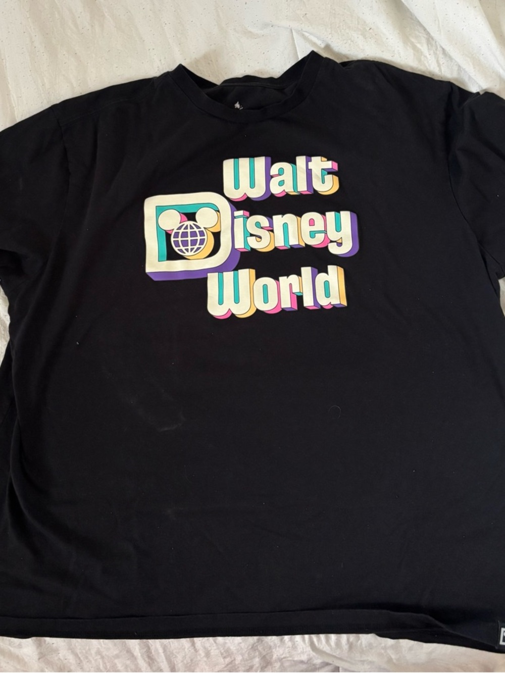 Disney Black Short Sleeve Tee with Multicolor Walt Disney World Graphic